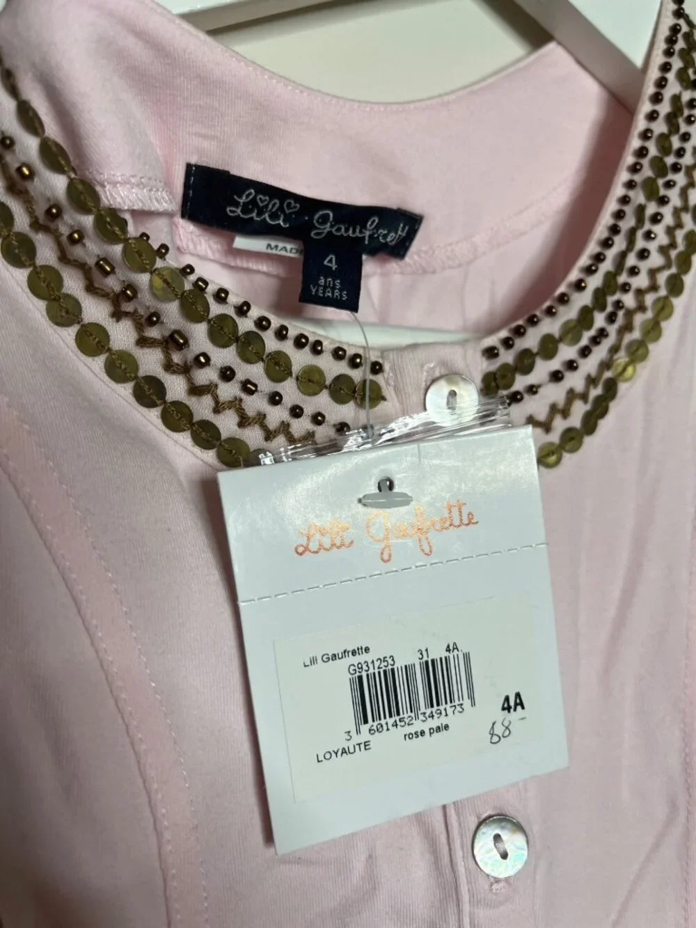 Lili Gaufrette Girls Size 4 Sleeveless Beaded Party Dress Pink Special Occasion